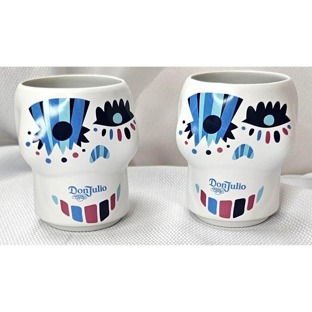 VTG Don Julio Claudio Limon Skull Mug Set of 2 Dia de los Muertos